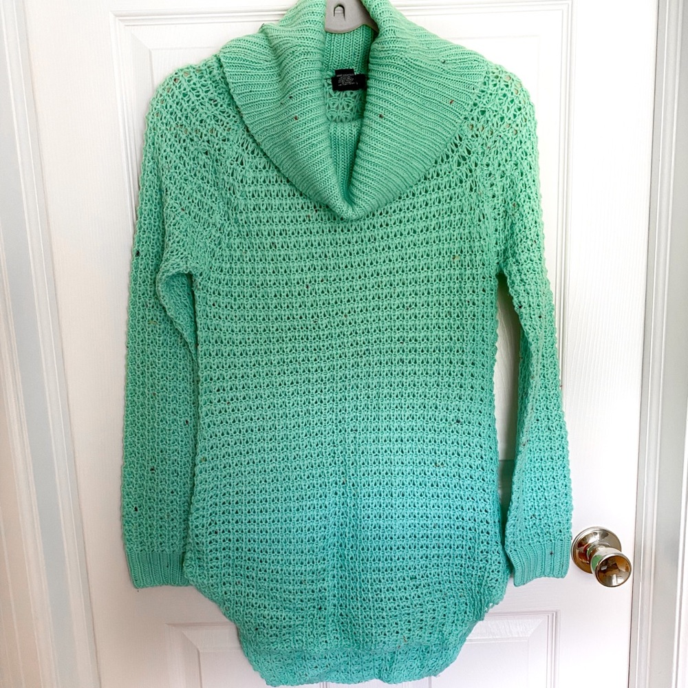 Beautiful Cowl Neck Mint Green/Blue Sweater